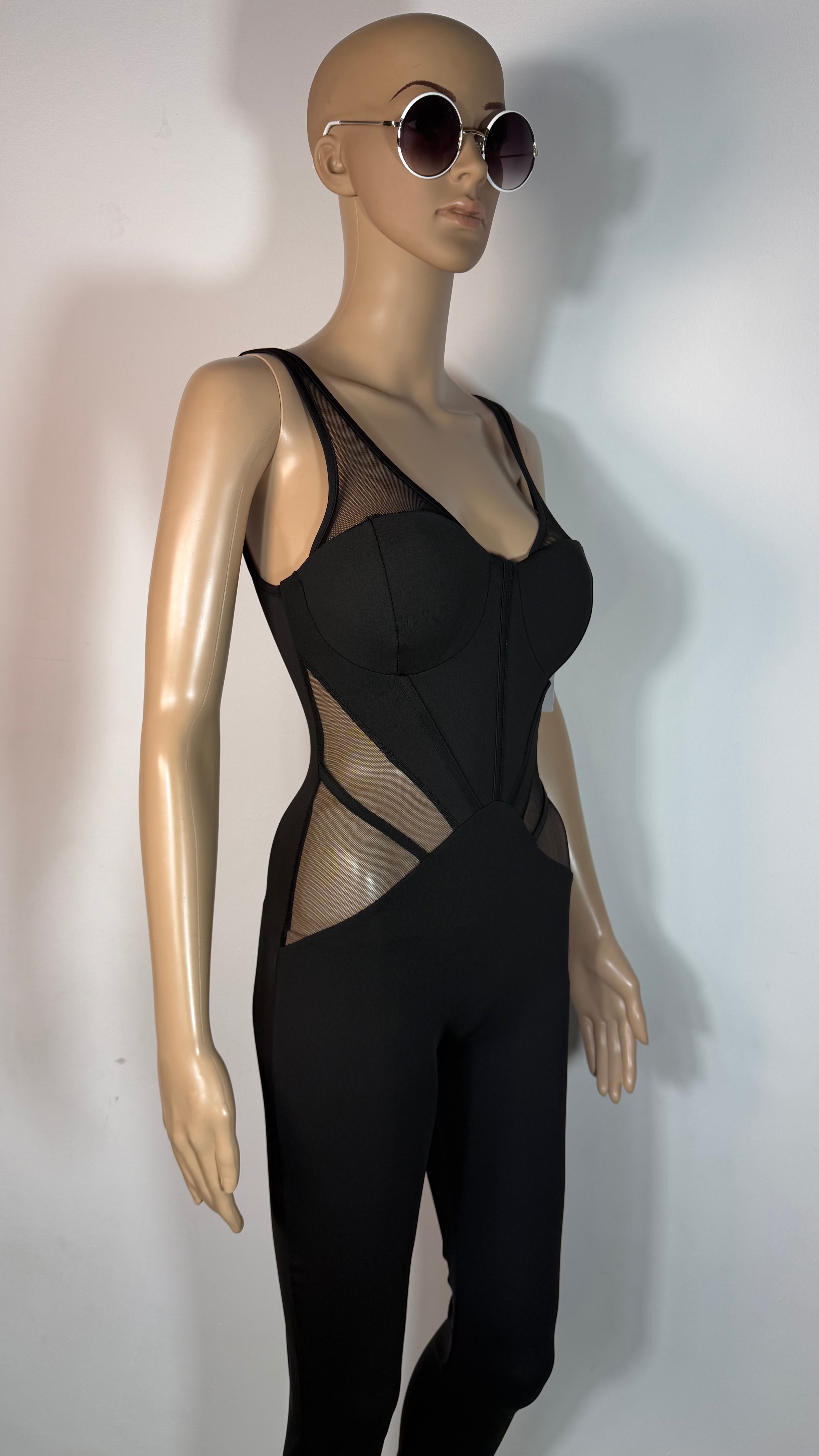 Tuta Jumpsuit Donna Elegante Nera Aderente Elga Glam ✨
