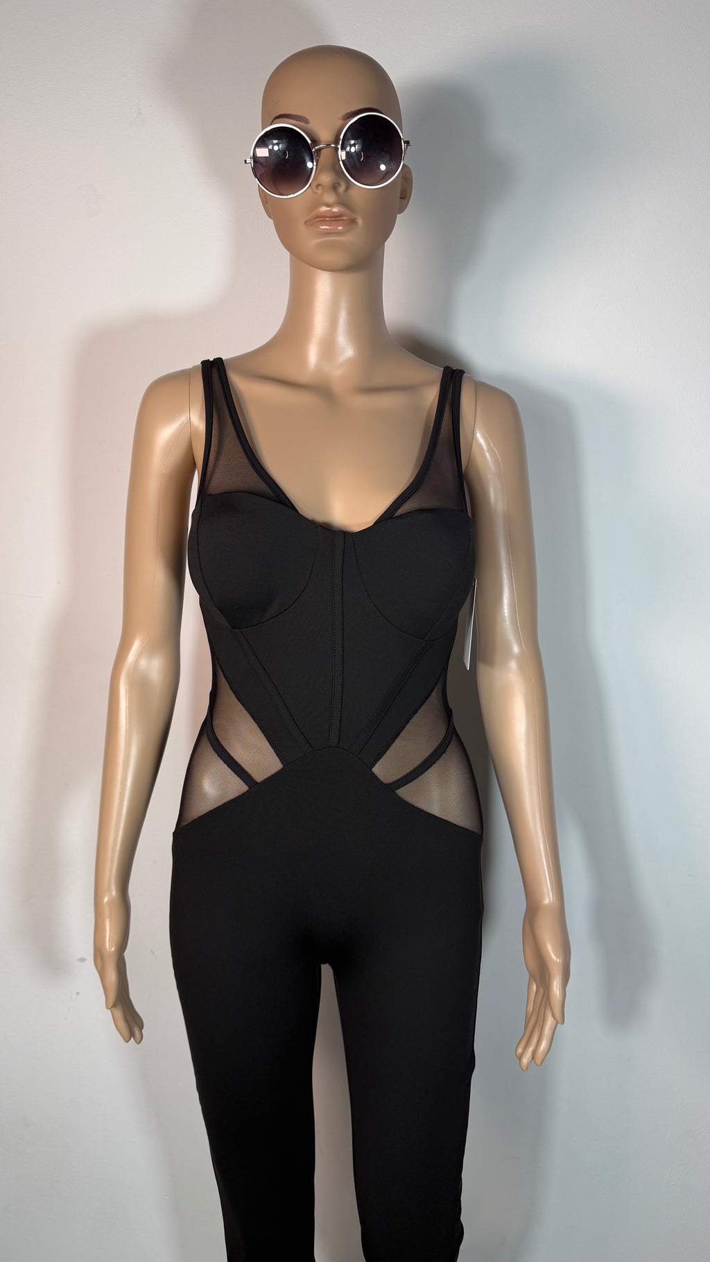 Tuta Jumpsuit Donna Elegante Nera Aderente Elga Glam ✨