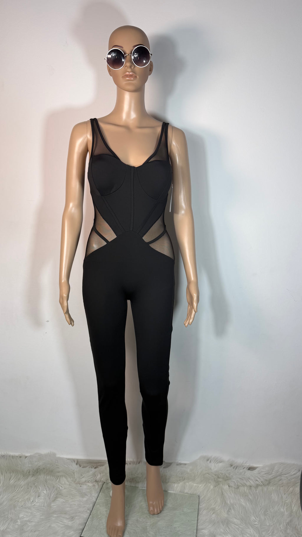 Tuta Jumpsuit Donna Elegante Nera Aderente Elga Glam ✨