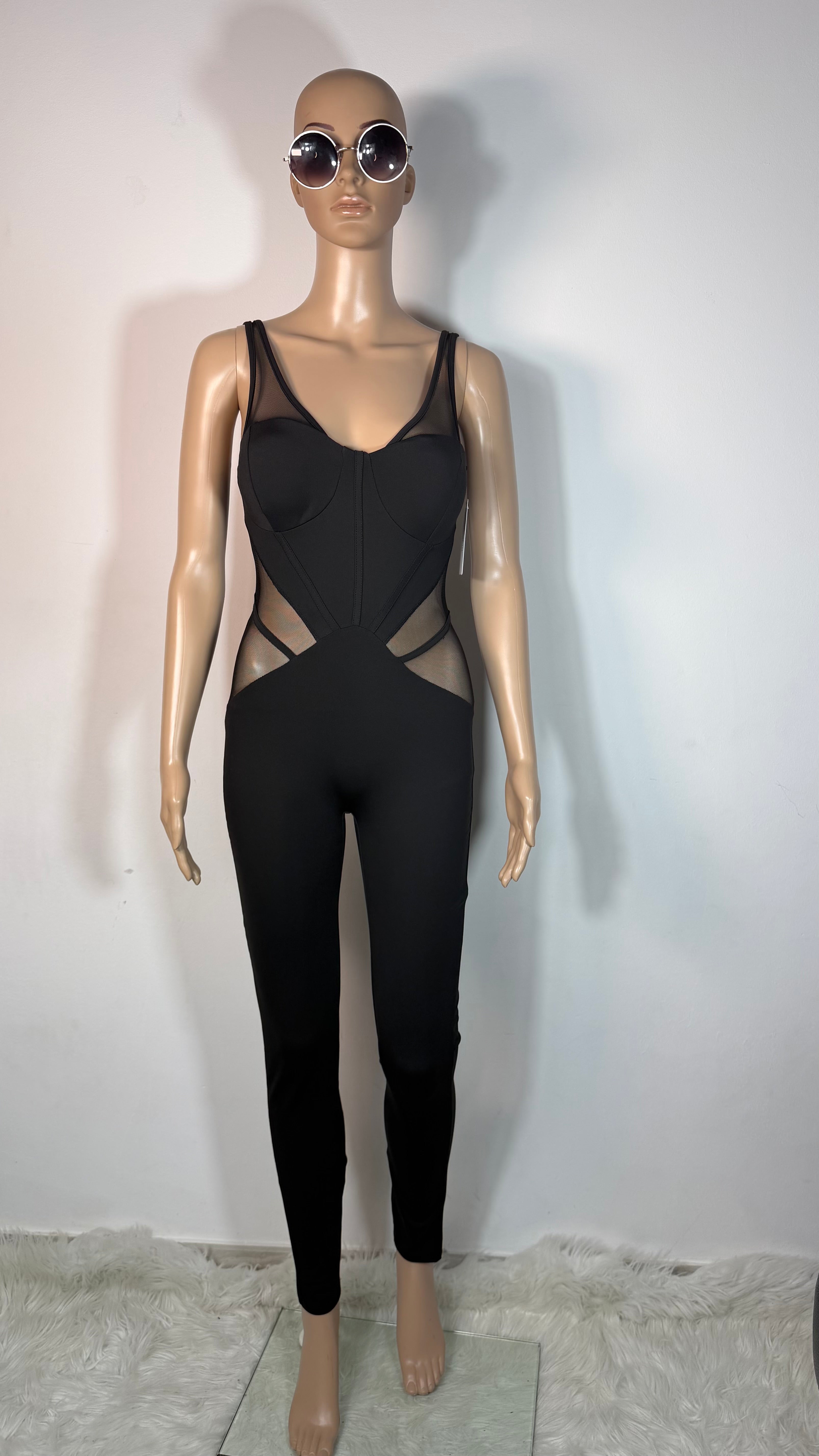 Tuta Jumpsuit Donna Elegante Nera Aderente Elga Glam ✨
