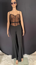 Tuta elegante bicolore nero e beige