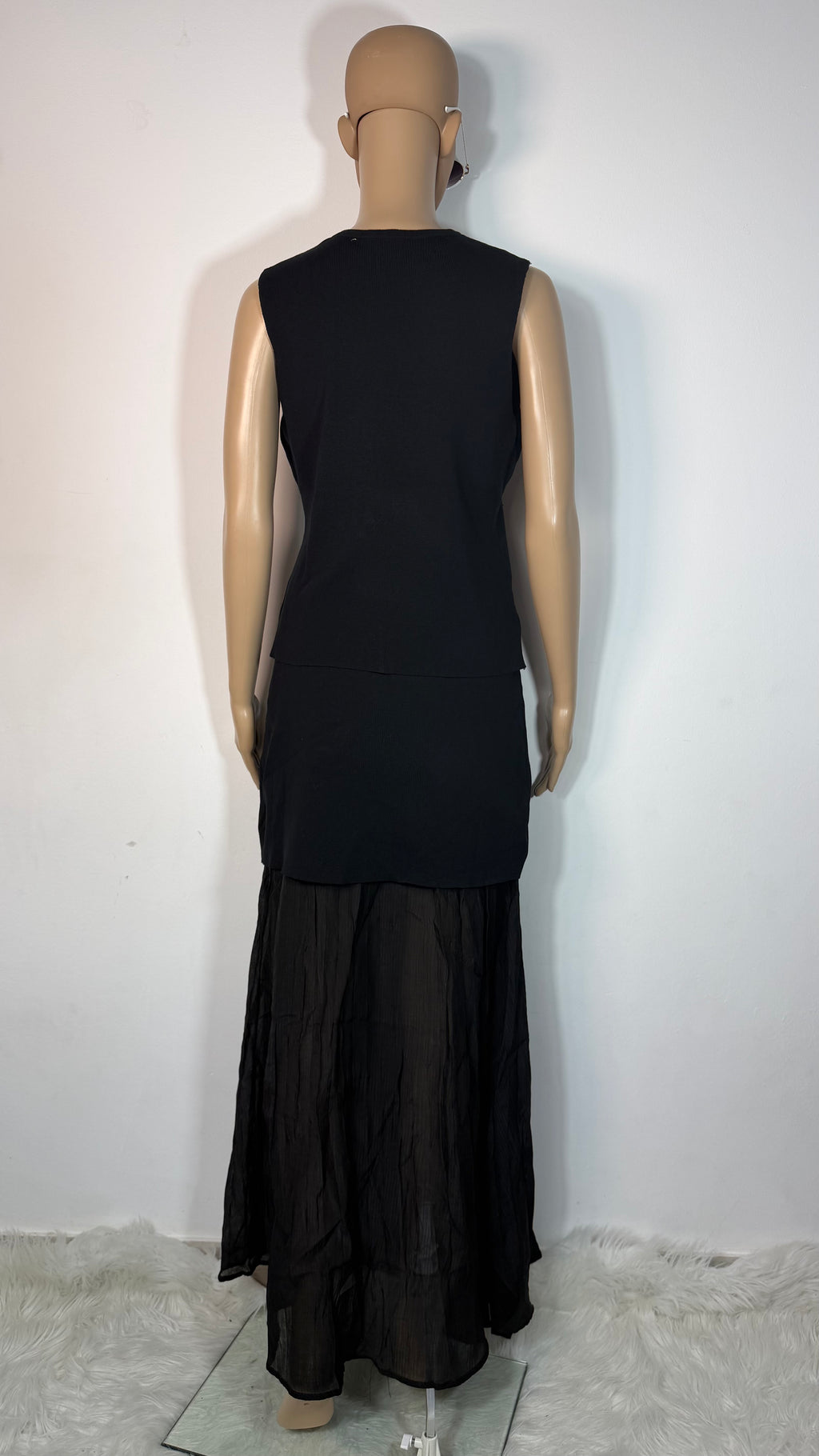 ✨ Completo Elegante Nero Donna con Top Gioiello e Gonna Lunga ✨