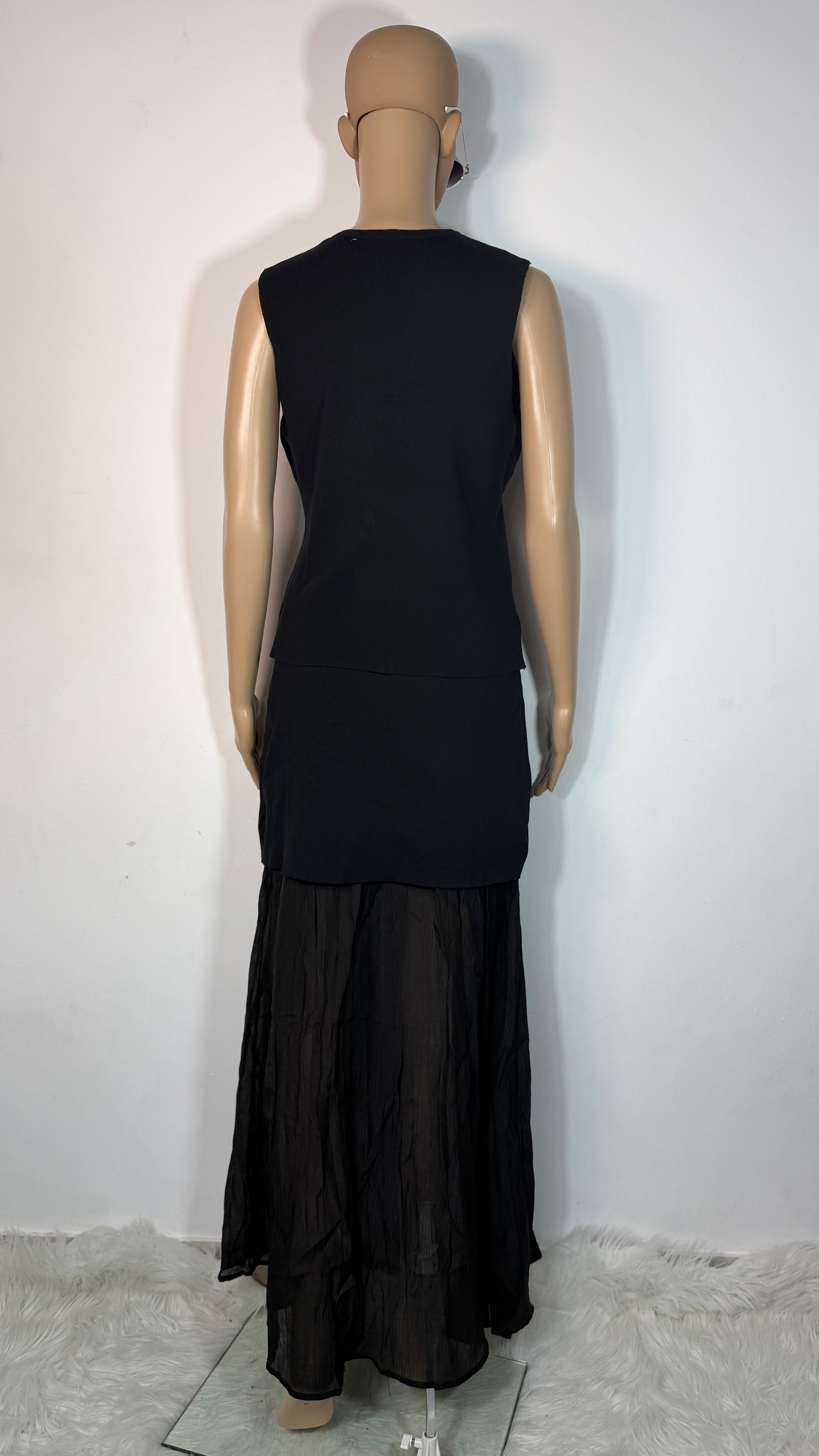 ✨ Completo Elegante Nero Donna con Top Gioiello e Gonna Lunga ✨