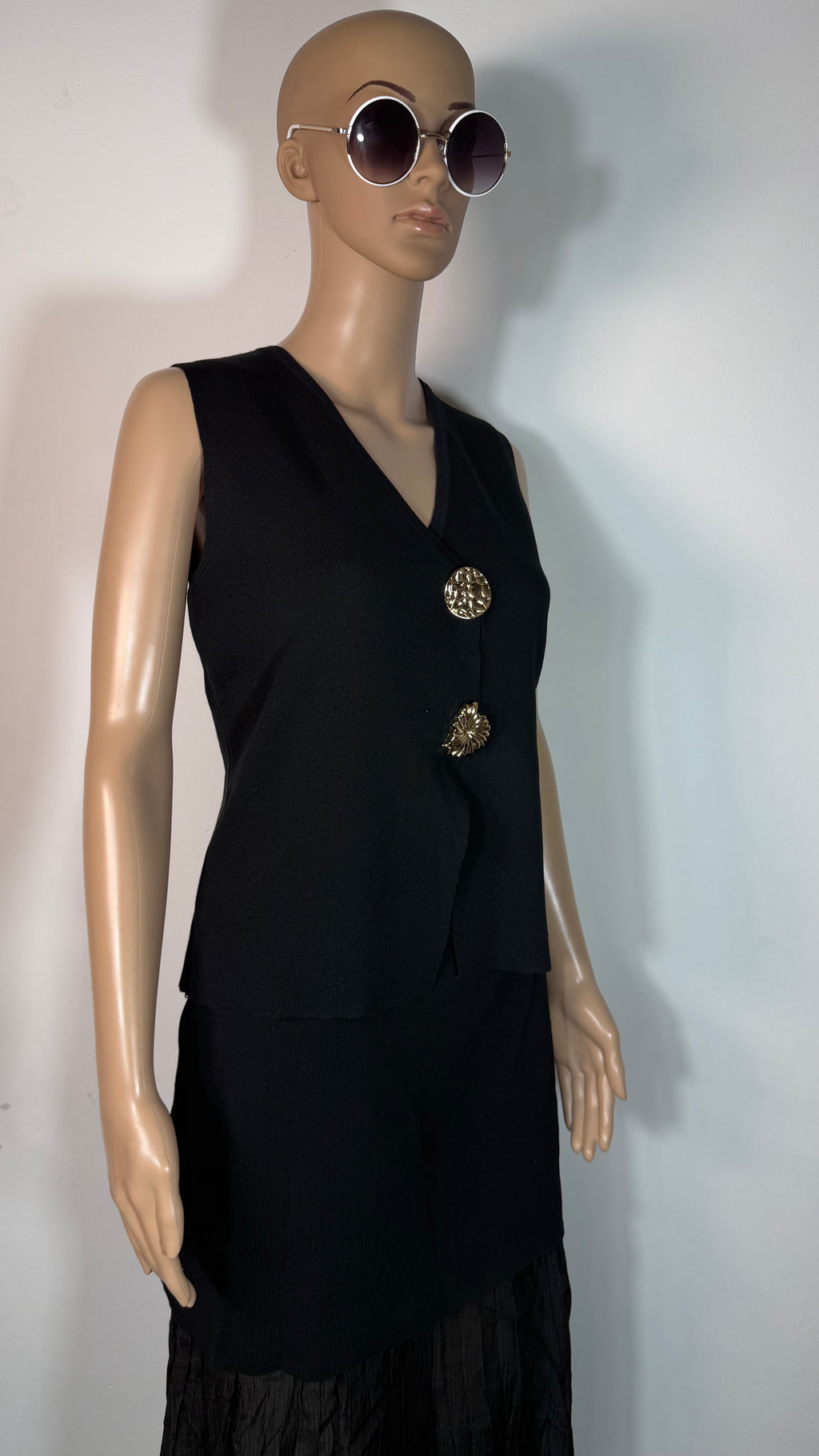✨ Completo Elegante Nero Donna con Top Gioiello e Gonna Lunga ✨