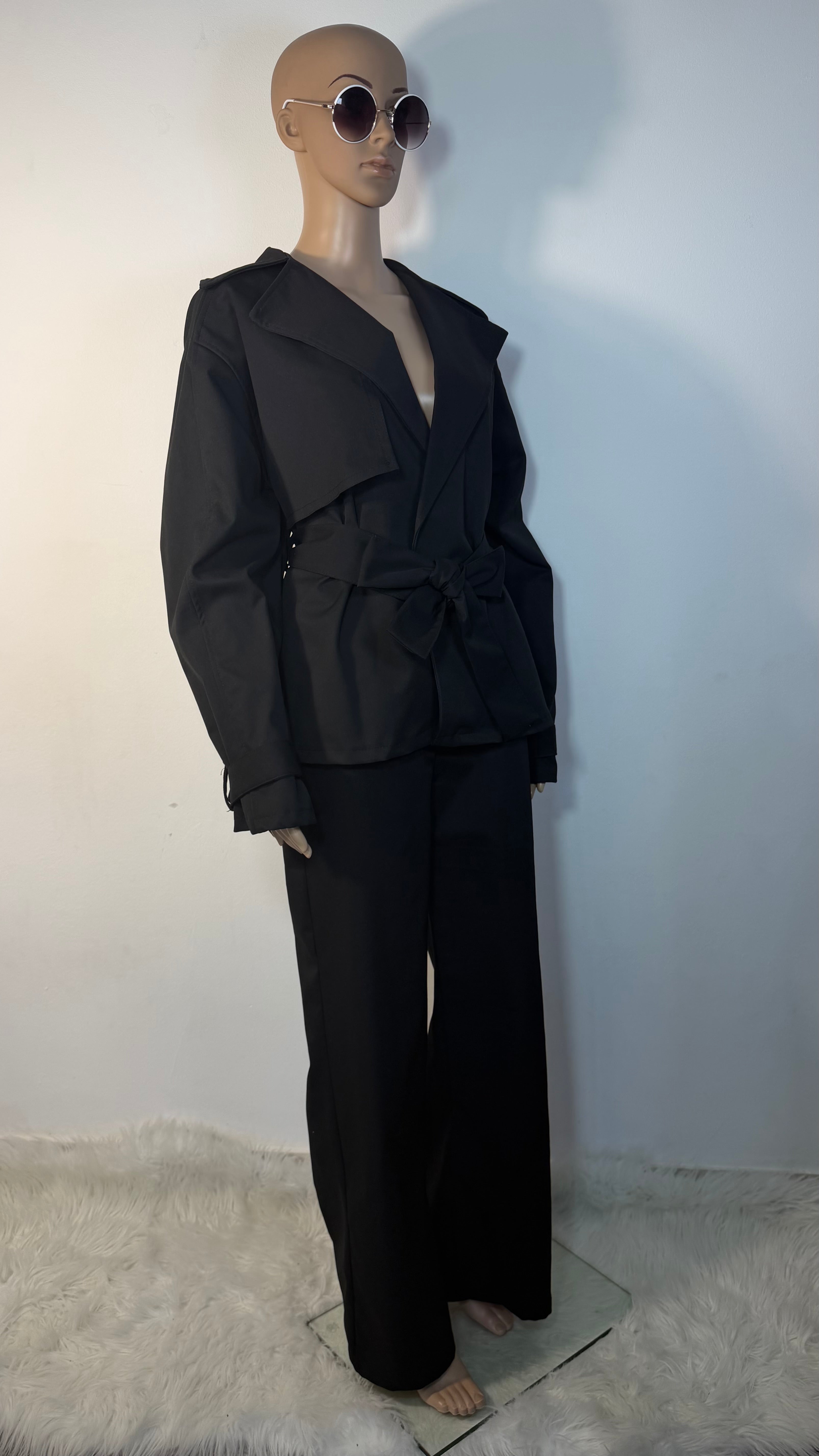 ✨ Completo Elegante Donna con Giacca Cintura e Pantaloni Ampi ✨