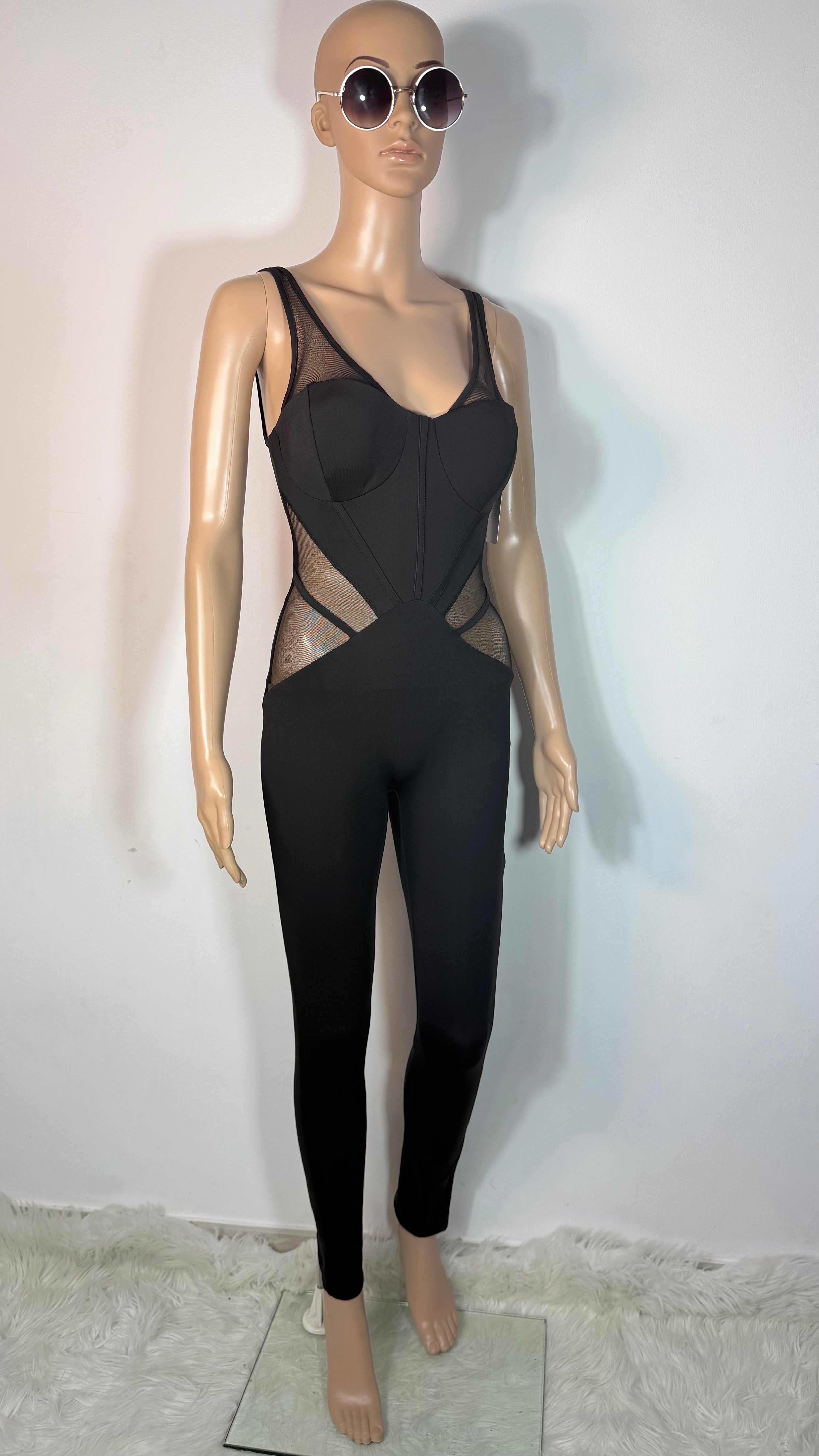 Tuta Jumpsuit Donna Elegante Nera Aderente Elga Glam ✨