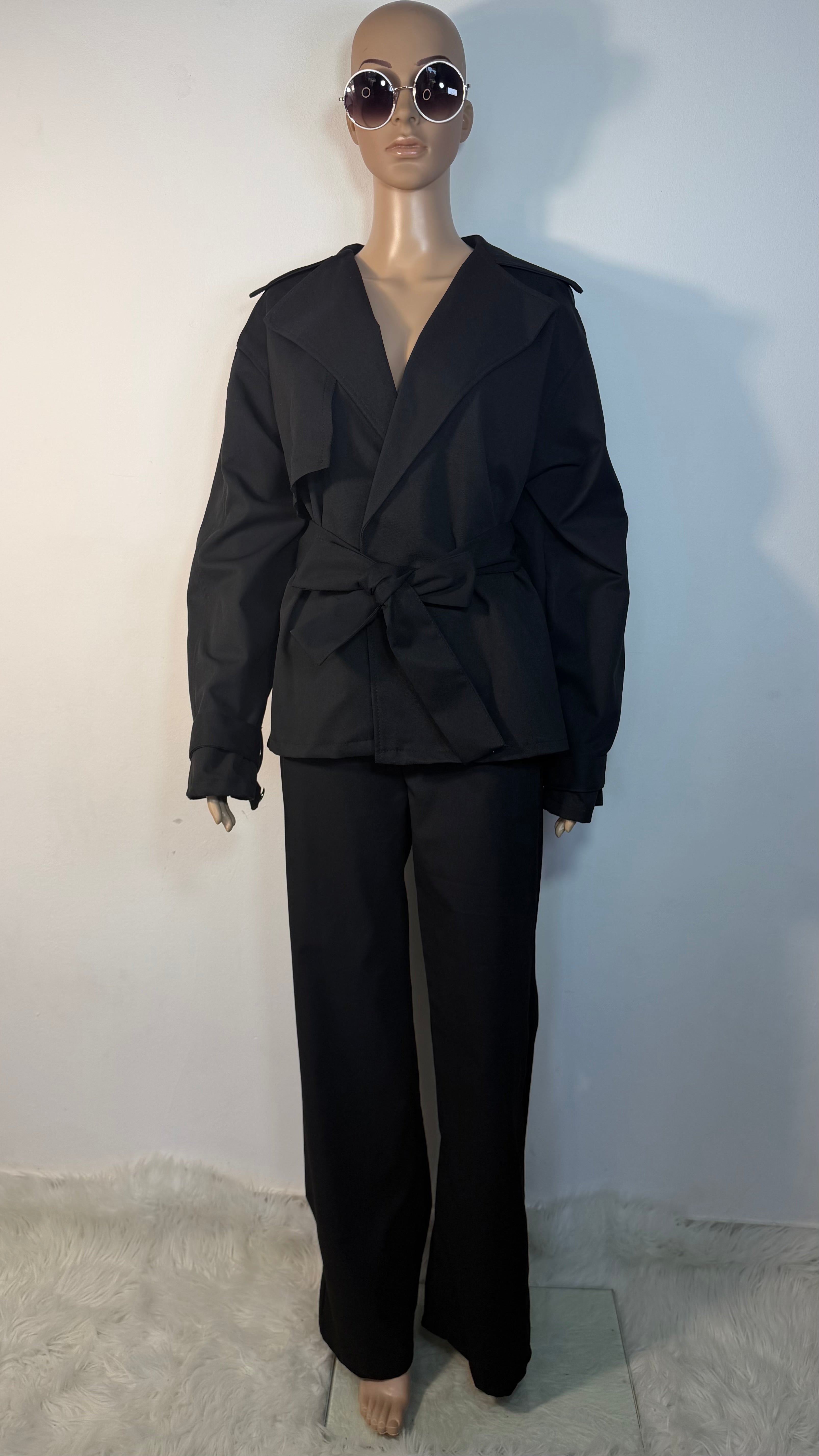 ✨ Completo Elegante Donna con Giacca Cintura e Pantaloni Ampi ✨
