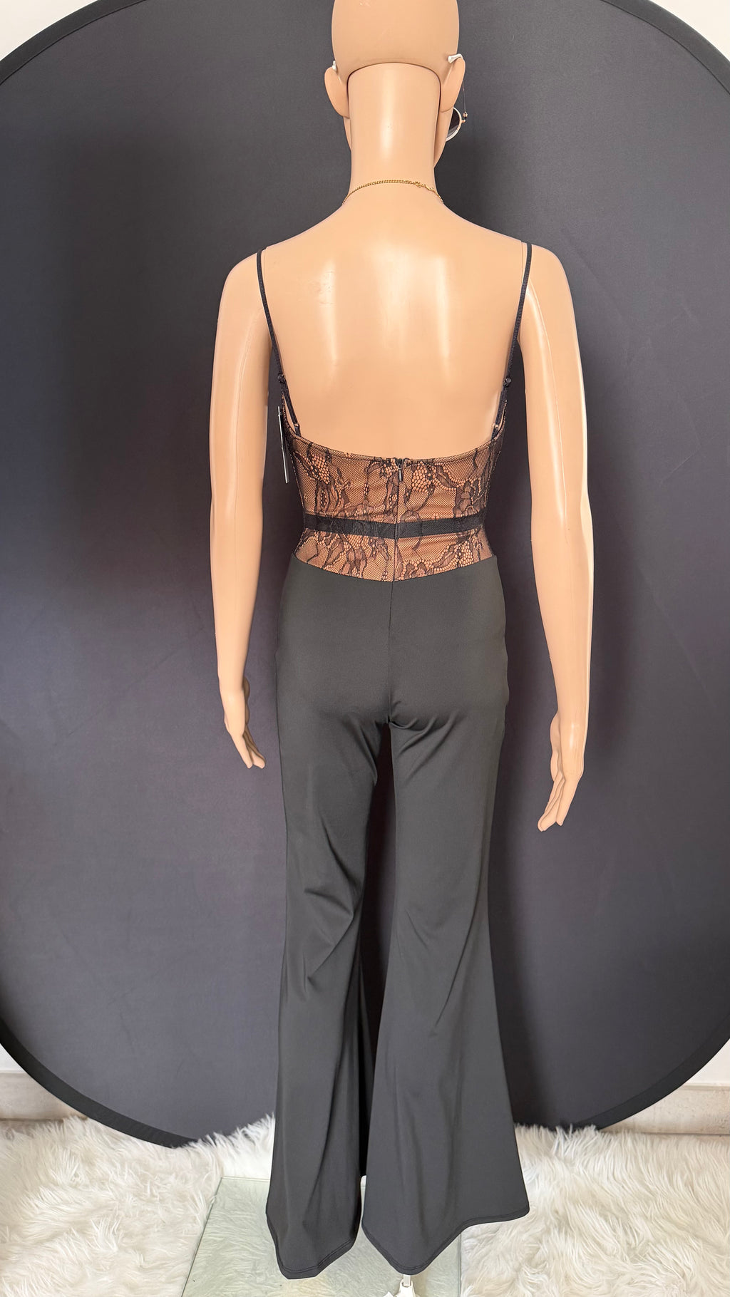 Tuta elegante bicolore nero e beige
