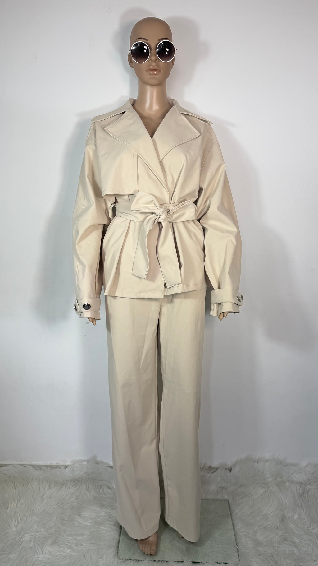✨ Completo Elegante Donna con Giacca Cintura e Pantaloni Ampi ✨