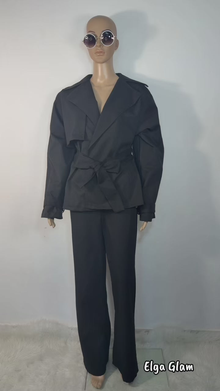 ✨ Completo Elegante Donna con Giacca Cintura e Pantaloni Ampi ✨